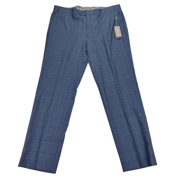 Michael Kors Mens Malone Classic Fit Plaid Wool Stretch Suit Pants Blue 40x32 - Picture 1 of 4